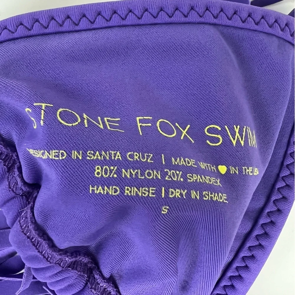 Stone Fox Swim | Harlow Fringe Triangle Bikini Top Purple | S